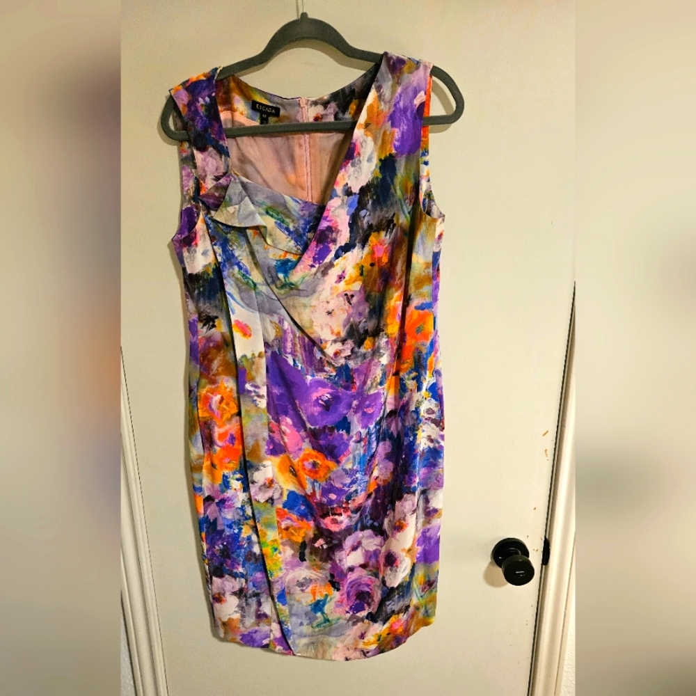 Escada Floral Silk Sleeveless Dress